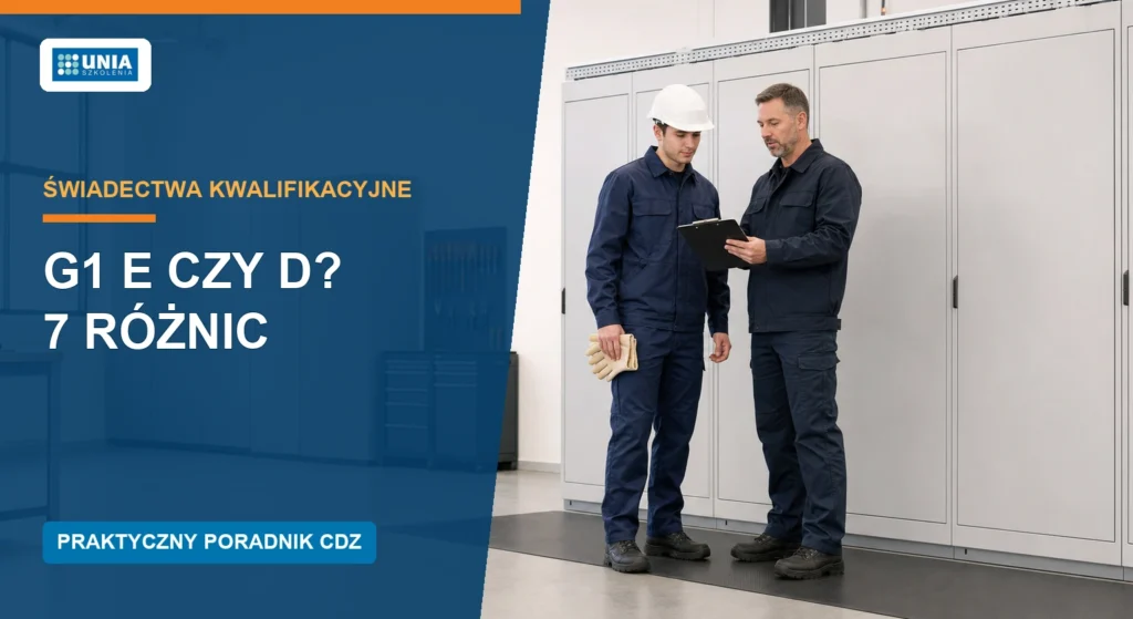 Uprawnienia G1 E czy D – Elektryk i osoba dozoru omawiający bezpieczną pracę przy rozdzielnicy