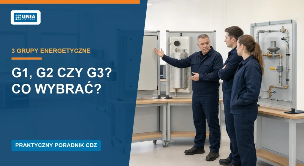 Uprawnienia G1 G2 G3 – Instruktor omawiający trzy grupy kwalifikacji energetycznych podczas szkolenia